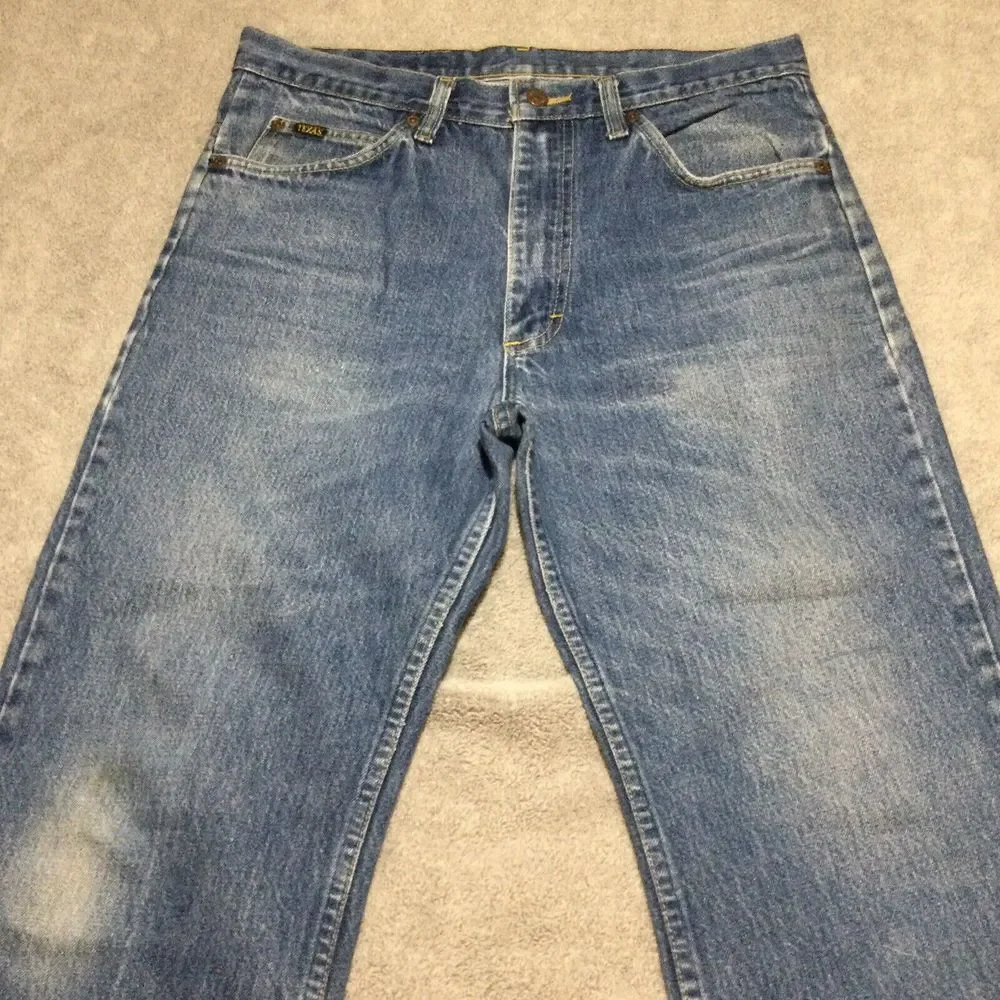 Vintage Texas Safety‎ Jeans Mens 32x25 Medium Wash Western Made In Usa